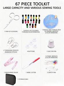 Portable Sewing Tool Box, Home Sewing Tool Set, Includes Sewing Supplies And Accessories, Multi-Color Thread, Needle And Thread Set, Suitable For Small Repairs And Maintenance, Basic Mini Travel Sewing Kit, Emergency Repair Use - Multiple Styles - View 9
