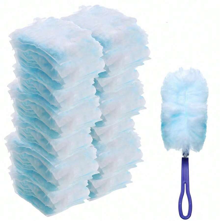 Disposable Anti-Static Dusting Cloth, Thickened Dusting Cloth Pad For Electronic Products, Back To School Dorm Cleaning Supplies, Suitable For Office Desk, Keyboard, Car, Bedroom And Kitchen, Furniture, Blinds And Ceiling Fan Easy Cleaning, Cleaning Accessory Without Handle (Handle Not Included)