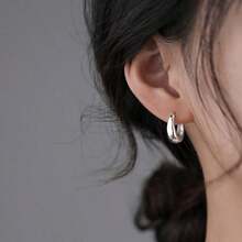 1pc Teardrop Ear Cuff, High-End Texture Minimalist Women's Earring, Suitable For Daily Commute And Workplace Wear - Silver - View 5