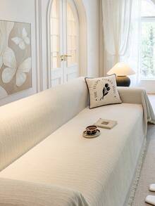Sarung Sofa Minimalis Modern Warna Beige Satu Bagian, Desain Seksi, Cocok untuk Sofa 3 Dudukan dan Sofa untuk Banyak Orang; Kain Chenille yang Dapat Dicuci, Pelindung Sofa Anti Gores Hewan Peliharaan, Tersedia Berbagai Ukuran untuk Berbagai Pengaturan, Selimut Sofa Multifungsi, Dekorasi Lembut Ruang Tamu - Putih - View 9