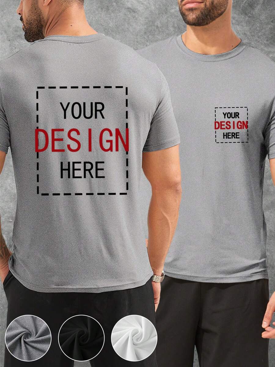 DIY 可客製化聚酯纖維 T 恤,個性化照片與 Logo T 恤,生日禮物 - 灰色 - 查看 1