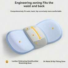 1 gối tựa lưng công thái học, đệm eo cánh bướm 3D, thiết kế phân vùng kỹ thuật ôm sát lưng chính xác, phù hợp cho mọi tư thế ngủ, thoáng khí và cong, vỏ bọc tháo rời được giặt sạch, gối cổ và đốt sống cổ - Nhiều màu - Xem 4