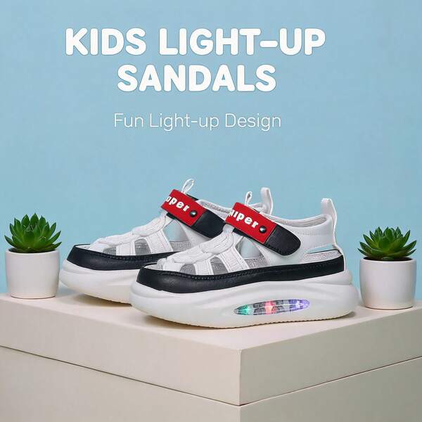 1 Pair Baby Sports Shoes Spring Autumn Fashion New Children's White Shoes Soft Sole Anti-Slip Boys Casual Sneakers Infant Breathable Mesh Shoes LED Glowing Mesh Breathable Sports Shoes, Suitable For Boys And Girls - Casual, Shock-Absorbing, All-Season Anti-Slip Outdoor Running And Walking Shoes