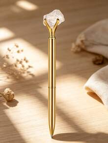 Personalized Natural Crystal Stone Metal Pen, Custom Logo Pen, Colleague Gift, Employee Appreciation Gift, Corporate Gift, Office Team Gift - Round - View 10
