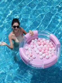 Multi-Color Sequin Inflatable Swim Ring, Adult Summer Beach Water Hammock Floating Mat, Includes Ocean Balls - 彩色 - 查看 10