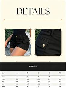 Pantalones cortos cargo de unicolor casuales para hombre, verano - Negro 2 - Ver 5