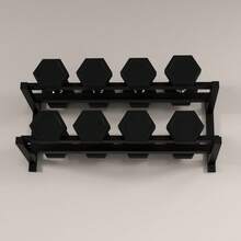 Wall-Mounted Dumbbell Rack, 2-Tier Weight Stand, Space-Saving And Multi-Functional Steel Organiser For Home Gym, Black - T0001-01-12423 - View 3