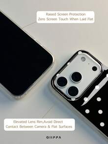 GIIPPA 1件白色底黑空心波點圖案設計手機殼，適用於Phone 17 Pro Max，相容Phone 16 Pro Max、15 Pro Max、14 Pro Max，韓系高端時尚趣味手機殼，相容11/12/13/14/15/16 Pro Max Plus，優雅設計男女皆宜，聖誕節、情人節、復活節、婚禮季及生日送女友的完美禮物 - 黑色 - 查看 6