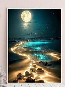 1pc Diamond Painting Kit Beach Landscape New Series Full Drill Mosaic 5D DIY Cross Stitch Kit Diamond Art Home Decor Multiple Sizes Available Unframed - round diamond - View 4
