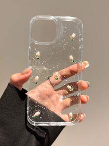 1 Buah Casing Ponsel Resin 3D Motif Tulip, Kompatibel dengan Apple 18 Pro Max/18 Pro/17 Pro Max/16/15/14/13/12/11, Pelindung Transparan Anti Guncangan dengan Glitter, Gaya Segar - Casing ponsel tulip 3D - View 12