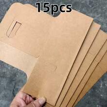 15pcs Double Cup Kraft Paper Beverage Trays, Disposable Takeout Trays, Can Hold Both Cold And Hot Drinks, Suitable For Coffee Shops, Cafes And Food Trucks - Multicolor - View 8