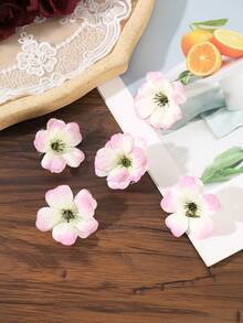 5Pcs Pink White Flower Hair Clips Boho Seaside Hair Accessories - Pink - View 2