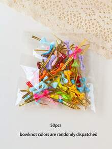 10件/50件/100件/200件 烘焙包裝蝴蝶結麻繩，蝴蝶結顏色隨機發貨 - 彩色 - 查看 14