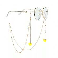 Cadena de gafas con colgante de mariposa retro (sin incluir gafas) de metal con cuentas multicolor, cuerda de suspensión antideslizante, adecuada para guardar gafas - estilo regular - Ver 4