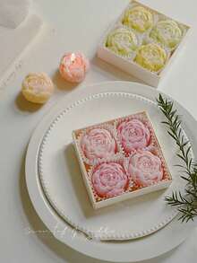 1pc/4pcs/8pcs/12pcs Rose-Shaped Scented Candle Gift Box, Handmade From Soy Wax, Long-Lasting Fragrance. Romantic, Elegant, Exquisite, Perfect Home Decor For All Seasons, Also An Excellent Gift For Friends And Family. Suitable For Gatherings, Mother's Day, Wedding Season, Wedding Gifts, Yoga, Spa And Other Occasions. - Peony - View 5