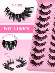 10 Pairs Fox Style False Eyelashes, DIY Eyelashes, Natural Style Soft And No Shedding, Suitable For Beginners Daily Makeup - View 3