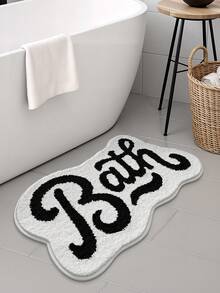 DAJIANG 1pc Bathroom Rug Mat, Flocked Soft "Bath" Letter Design, TPR Backing Anti-Slip, Suitable For Kitchen, Outdoor, Indoor, Hallway, Bedroom, Living Room, Bedside, Machine Washable Easy To Clean, Bedroom Bathroom Decor Rug - Multicolor - View 5