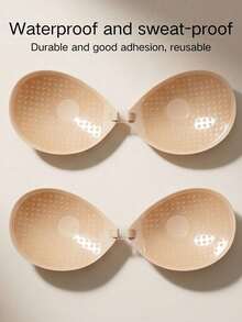 2pcs Reusable Silicone Adhesive Push-Up Bra, Strapless Invisible Self-Adhesive Nipple Covers, Suitable For Backless Evening Gowns - Multicolor - View 1