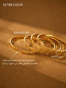 1/2/3pcs Fashion Classic Hand-Carved Seven-Star Hexagonal Honeycomb Design Gold Women's Bracelet, Non-Openable 65mm And Openable 63mm Two Sizes, Suitable For Women's Daily Wear, Without Packaging Box - Seven-star Honeycomb - View 10