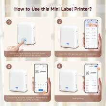ORICO L12 Portable Label Printer, Mini Thermal Sticker Printer, Create Personalized Address Labels, Transparent Stickers, Customized Exclusive Colorful Name Stickers, Back To School Gift, Gift Labels, Includes 1 Roll Of Transparent Black/Transparent Rose/Transparent Blue/Transparent Green Tape And 1 Roll Of White Labels - White - View 8