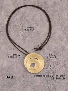 1pc Ins Bohemian Long Sweater Chain Necklace, Hammered Textured Asymmetrical Hollow Geometric Pendant Collarbone Chain, Niche Layering Neck Accessory, Christmas Halloween Vibe Versatile Unisex Couple Necklace, Daily Date Outfit, Gift For Girlfriend/Boyfriend - Wax Rope - View 10