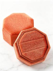 1pc Velvet Ring Box, Hexagonal 3-Slot Ring Box, Suitable For Wedding Ceremony, Can Hold Multiple Rings, White Engagement Wedding Commemorative Box, Wedding Ring Storage Box, Engagement Ring Organizer Box - Multicolor - View 47