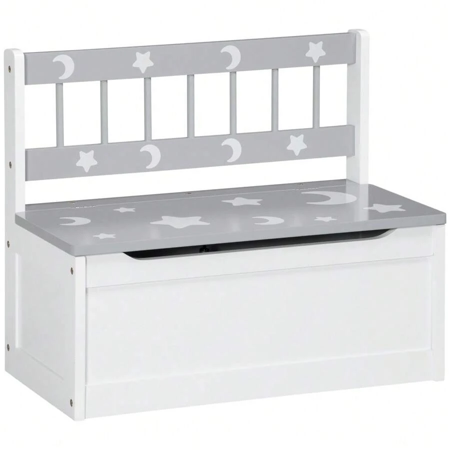 2 In 1 Storage Bench, Toy Box W/ Safety Rod - Grey - T0001-01-12465 - View 1