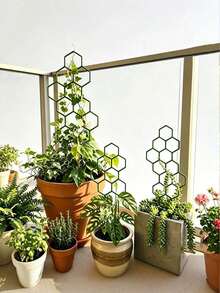 1/3/6pcs Honeycomb Plant Climbing Trellis, Rust-Proof Plastic Support Rack, Suitable For Potted Vine Plants And Flowers, Lightweight Foldable Space-Saving, Indoor/Outdoor Garden Balcony Patio Universal - One Size Fits All - View 1