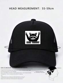 1pc Men's STAY TRASHY Trucker Hat, Personalized Letter Raccoon Baseball Cap, Street Fashion Mesh Hat, Outdoor Sun Protection Casual Hat, Spring/Autumn Travel, Beach Vacation - Multicolor - View 5