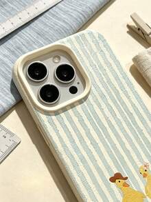 1 buah Casing Ponsel TPU Tahan Guncangan Minimalis Motif Bebek Barat Bergaris Putih, Kompatibel dengan Apple 17 16 15 14 13 12 11 Pro Max - MultiWarna - View 3