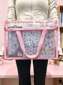 1 Set A4 Large Capacity Sticker Storage Binder, Portable Transparent PVC Sticker Storage Bag, Includes Replaceable Pocket Pages And Binder Rings, Suitable For Scrapbooking, Sticker Albums, DIY Crafts And School Supplies - Sets - View 3