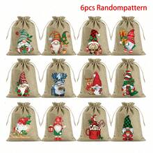 1/6/12pcs,Pack Christmas Gift Wrapping Bags With Drawstring Closure, Suitable For Small Trinkets, Apples, Candies, Chocolates, Party Favors For &, Gift For Holiday Parties - A - View 8