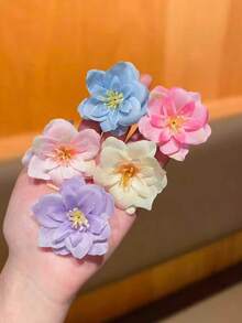 10pcs/Set Cute And Fashionable Bohemian Style Hawaiian Floral Hair Clips, Suitable For Beach Use, Beach Accessories, Women's Hair Accessories, Women's Gifts, Claw Clips, Hair Clips - Multicolor - View 5