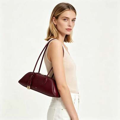 JW Summer Beach Women's Bag European And American New Style Shoulder Bag Elegant Exquisite Handbag Lightweight Durable Boston Bag Women's 2026 New Zo Bowling Bag Underarm Baguette Handbag Shoulder Bag Commute / Work / Shopping / Travel / Street / Date / Daily / Outdoor / Camping / Gift