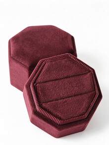 1pc Velvet Ring Box, Hexagonal 3-Slot Ring Box, Suitable For Wedding Ceremony, Can Hold Multiple Rings, White Engagement Wedding Commemorative Box, Wedding Ring Storage Box, Engagement Ring Organizer Box - Multicolor - View 56