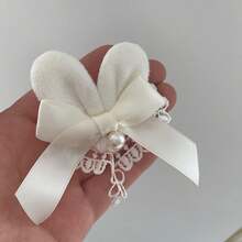 かわいいウサギ耳リボン ビーズレースヘアアクセサリー ロリータファッションメーカー卸売 - ブラック - チェックする 1