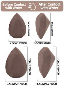 Matte Brown Diamond Velour Makeup Sponge Set, Dual Sided Flocked Beauty Multi Sizes 2/4/6/8/12 Packs, Reusable Cosmetic Blending Sponges For Liquid Foundation, Loose Powder, Concealer, Cream Makeup - Multicolor - View 10