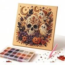 Set Lukisan Mutiara DIY Halloween - Lukisan Mutiara DIY Bertema Hantu Halloween Kreatif, Desain Tanpa Bingkai, Cocok untuk Kerajinan Tangan Seru Orang Dewasa, Sempurna untuk Dekorasi Rumah dan Hadiah Liburan - A - View 11