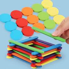 Wooden Creative Stick Puzzle, Colorful Stick-Shaped Character Matching Game With Gradient Difficulty Challenge Cards, Montessori Spatial Thinking And Fine Motor Skills Educational Toy, Preschool Learning Gift For Boys And Girls - Multicolor - View 11