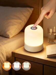 1pc Touch Sensor Bedside Lamp, RGB Multi-Color With Remote Contro - USB Rechargeable Lithium Battery, 3-Color Adjustable Bedside Lamp (With Plastic Lampshade), Soft Flicker-Free Home Lighting, Rechargeable RGB Color Changing With Remote,Bedroom - White - View 11