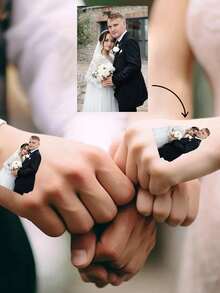 12-300pcs Customized Photo Temporary Wedding Tattoo Stickers, Personalized Tattoo Stickers, Customizable Valentine's Day Gift - Multicolor - View 7