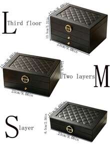 1/2/3-Layer Lockable Jewelry Box, Necklace, Ring, Earring Storage Organizer, Women's Back-To-School Gift - Black - View 3
