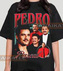 Limited Retro Pedro Pascal Tshirt, Gift For Women And Men Shirt K25 - 黑色 - 查看 1