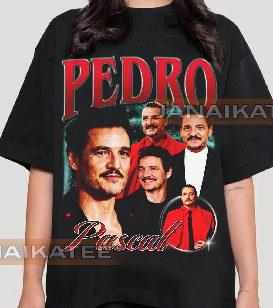 Limited Retro Pedro Pascal Tshirt, Gift For Women And Men Shirt K25 - 黑色 - 查看 1