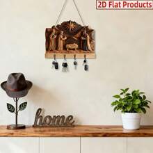 2D Flat Birth Scene Key Holder, 4-Hook Christmas Wall-Mounted Key Rack, Suitable For Entryway_Wall_Porch_Indoor_Home Decor, Housewarming Gift, Christmas & Easter Home Decoration - View 7