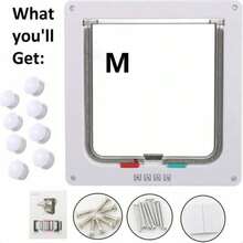 Pet Door Locking Small Medium Large Dog Cat Flap Magnetic White Frame 4 Way - OC0000002524324 - View 1