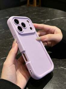 Minimalist Thick Shockproof Light Purple Full Coverage Phone Case, Compatible With IPhone 17/17 Pro/17 Pro Max/16 Pro Max/16/16 Pro/16 Plus/16E/15/15 Plus/15 Pro/15 Pro Max/11/12/13/14 Pro Max/XS/XR/11 Pro/11 Pro Max/12 Pro/12 Pro Max/13 Pro/13 Pro Max/7 Plus/14 Pro/14 Pro Max/14 Plus/7 Plus/8 Plus/8, Soft Shell Waterproof Shockproof Scratch-Resistant, Fresh Fashion Spring/Summer New Phone Case - Purple - View 3