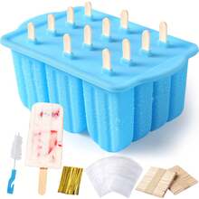 Flexible Silicone Ice Lolly Moulds, Freezer Popsicle Moulds For Making Homemade Ice Bars And Frozen Desserts. - Blue - View 7