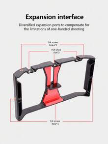1 buah Sangkar Kamera Ponsel, Bingkai Penstabil Genggam, Mendukung Pemotretan Horizontal & Vertikal, Kompatibel dengan Lampu Pengisi Eksternal & Mikrofon, Bingkai Fotografi Genggam untuk Video Pendek, Vlog, dan Siaran Langsung - Hitam - View 4