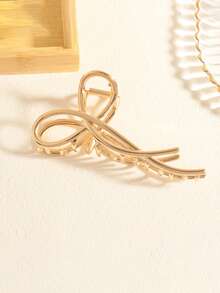1Pc Twist Bow Hollow Metal Hair Claw Clip Set, Elegant Long Jaw Clamp For Daily Office Dating Party - Multicolor - View 6
